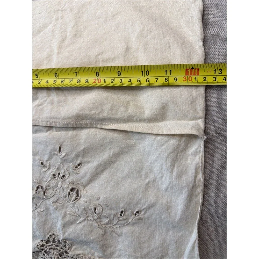 Vintage Embroidered Boudoir Pillowcase Sham Cutwork Lace European Style 13x14